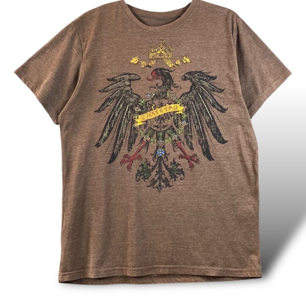 Positano Vintage Y2K Eagle Graphic T-Shirt Mens Sz XL Brown Goth Grunge Skater
